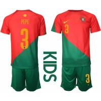 Portugal Pepe #3 Fußballbekleidung Heimtrikot Kinder WM 2022 Kurzarm (+ kurze hosen)
